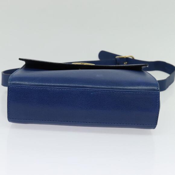 CELINE Shoulder Bag Leather Blue Gold - Picture 9 of 12